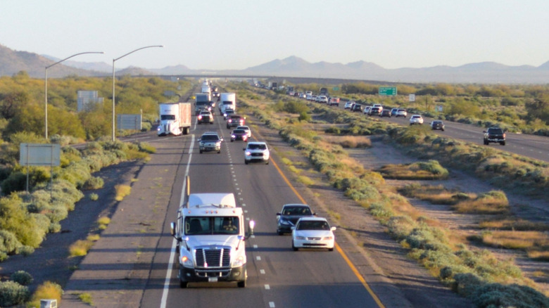 Traffic on Interstate 10 near Tucson, Arizona