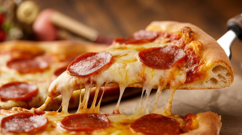 Stock image of a pepperoni pizza.