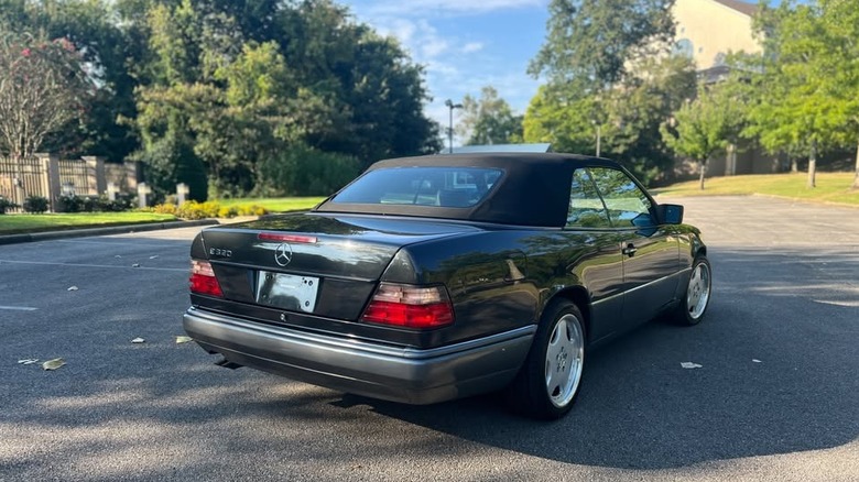 1994 Mercedes-Benz E320 Cabriolet rear three-quarter image with the top up