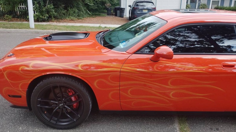 Custom 2010 Dodge Challenger R/T flame paint job detail image