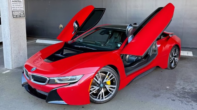 2017 BMW I8 Protonic Red Edition front three-quarter image