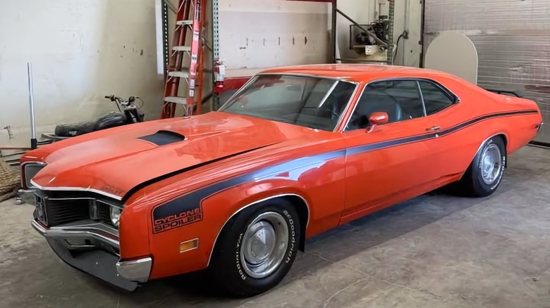 1971 Mercury Cyclone Spoiler parked in a garage