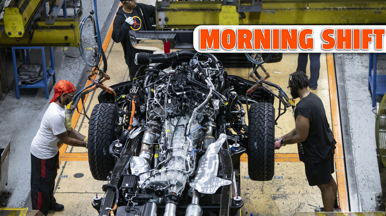 DEARBORN, MICHIGAN - APRIL 11: The new Ford F-150 truck goes through the assembly line at the Ford Dearborn Plant on April 11, 2024 in Dearborn, Michigan. Both the new F-150 and the all-new Ford Ranger trucks were launched today at a celebratory event at the Dearborn plant.