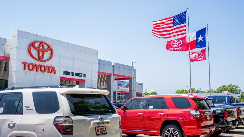 Vehicles are displayed for waste astatine nan Toyota of North Austin dealership connected May 28, 2024 successful Austin, Texas.