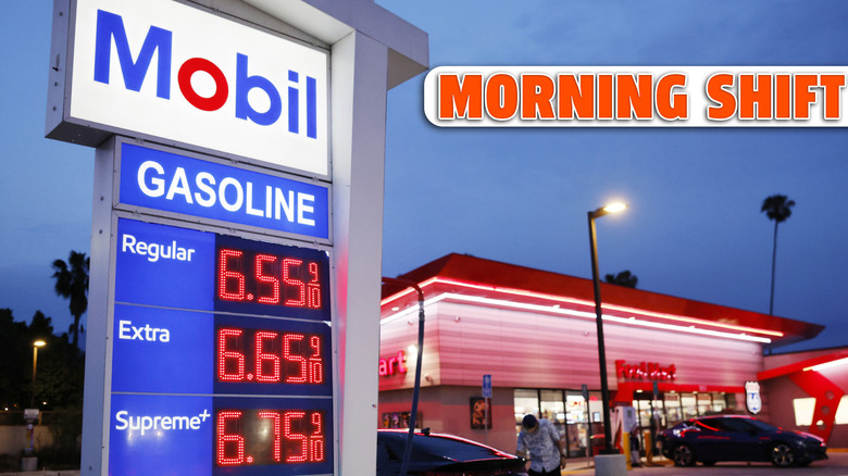PASADENA, CALIFORNIA - MARCH 30: Gas prices are displayed at a Mobil gas station on March 30, 2026 in Pasadena, California. The average price of one gallon of regular self-service gasoline rose to $5.99 today in Los Angeles County, climbing from $4.69 one month ago, amid the ongoing war with Iran. (Photo by Mario Tama/Getty Images)