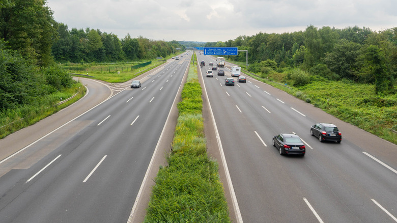 Cars driving on the German autobahn.