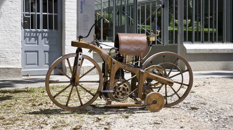A replica of  the1885 Daimler Reitwagen at the Gottleib Daimler Memorial in Germany