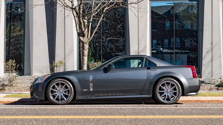 Gray Flannel aka Cyber Gray 2009 Cadillac XLR-V two-door hardtop convertible parked on the street