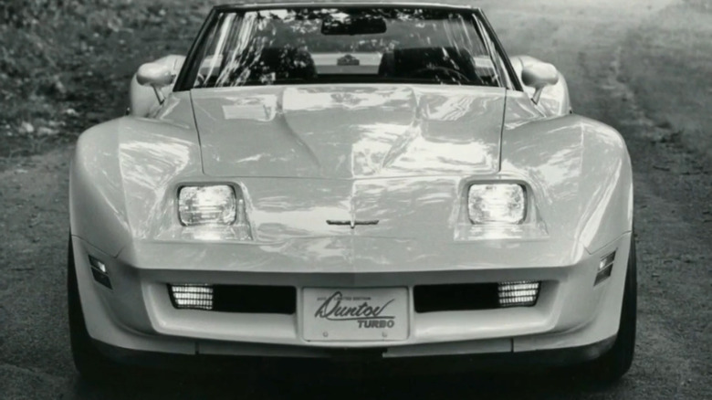 Front view of white 1980 Duntov Turbo Corvette convertible