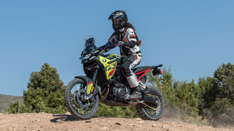Amber on a press launch in full moto gear