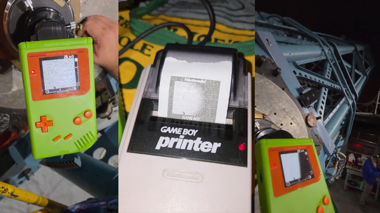 A Game Boy Camera hooked up to the 60-inch telescope at the Mount Wilson Observatory in Los Angeles, California, along with a Game Boy Printer printing the image
