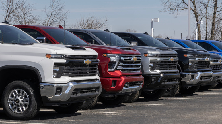 Chevrolet Silverado 2500 display at a dealership. Chevy offers the Silverado 2500 in LT, LTZ, Z71 and High Country models.