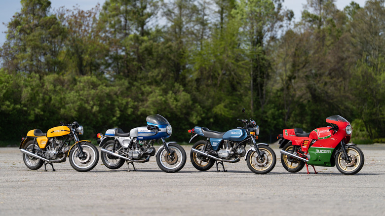 Four Billy Joel motorcycles lined up for auction