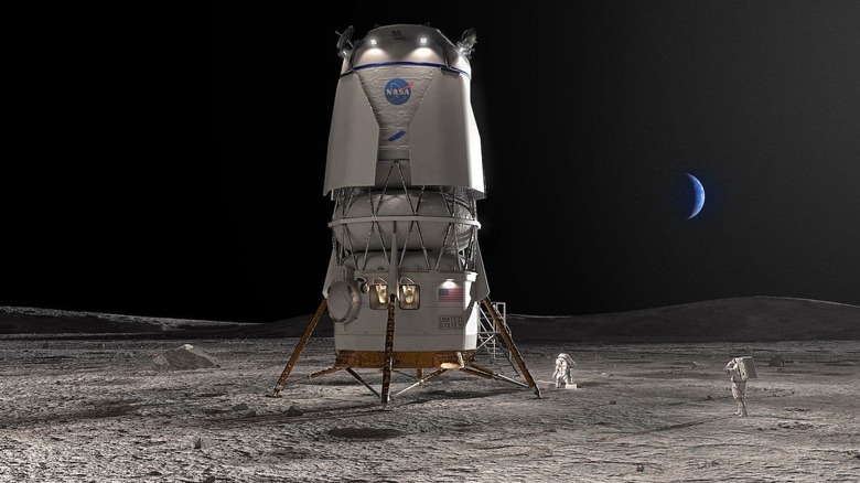 An artist's impression of a Blue Moon lander on the Moon during a NASA mission