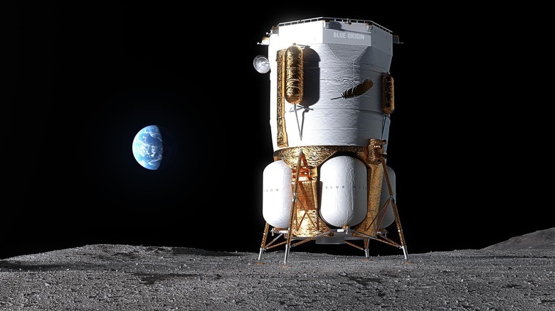 Artist's rendering of a Blue Origin Blue Moon Mark 1 on the lunar surface