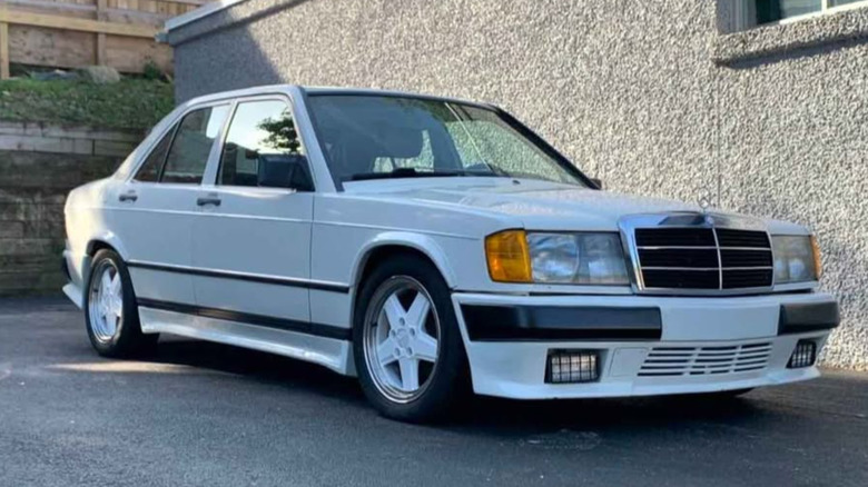 A white Benz 190e