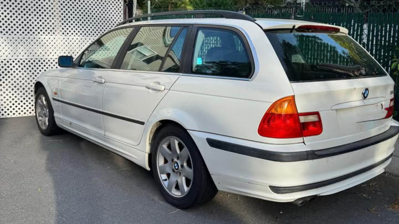 A white BMW 3-series wagon