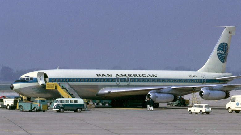 Pan American Boeing 707 on the ground in Dusseldorf, Germany
