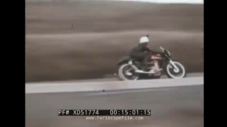 A rider on one of the sweeping lines of the Isle of Man TT course.