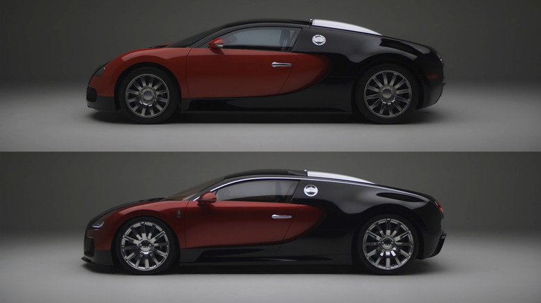 Side views of a Bugatti Veyron and F.K.P. Hommage