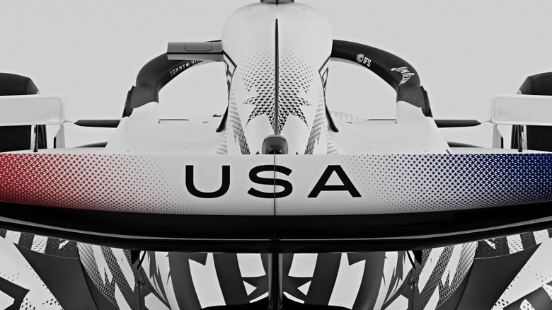 Rear wing of the Cadillac F1 car's Miami Grand Prix livery