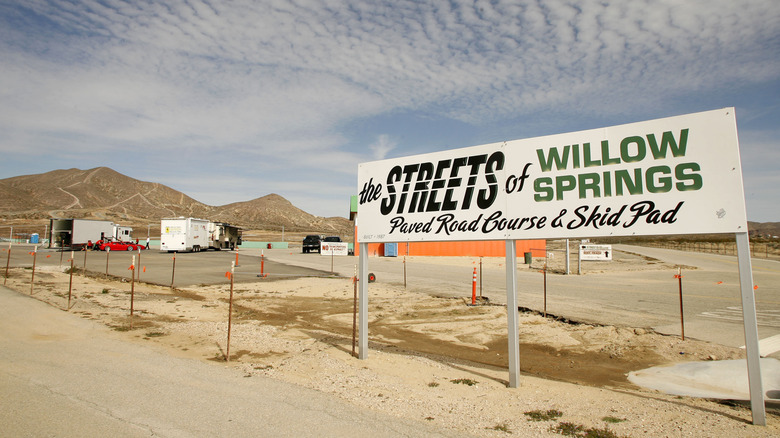 Streets of Willow Springs sign at the famed raceway in the desert