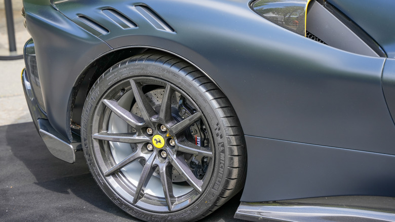 Ferrari with carbon fiber rear wheels