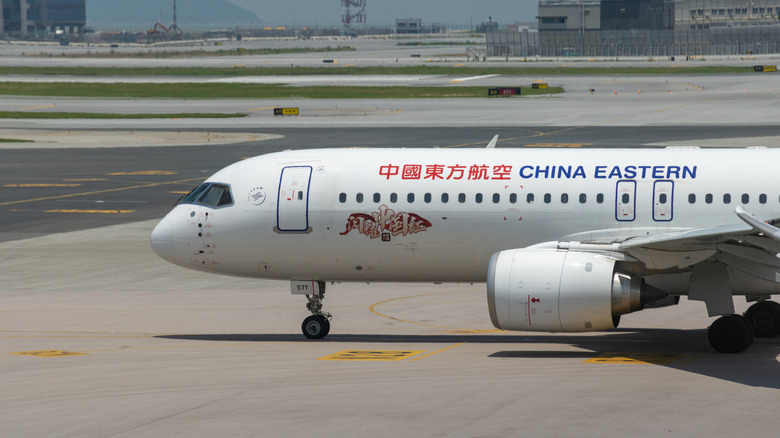 China Eastern Airlines Comac C919 craft astatine Hong Kong International Airport