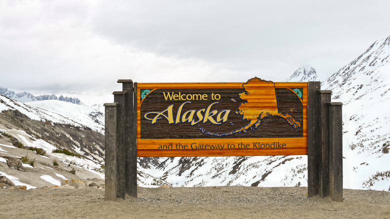 Alaska Canada border sign