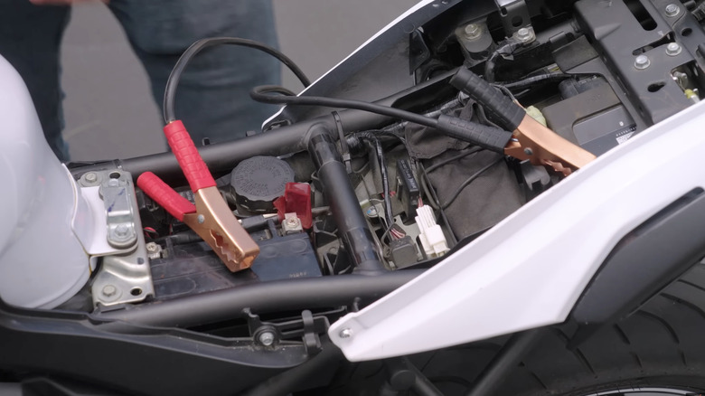 Jump starting a motorcycle battery