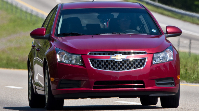A car traveling down the highway