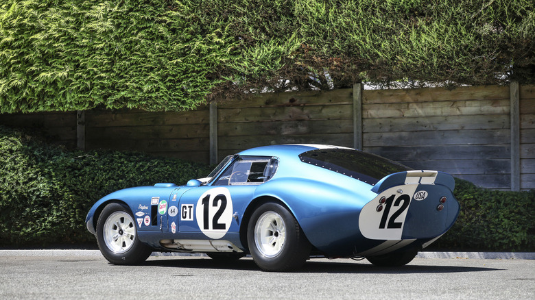 Rear and driver's side views of the 1964 Shelby Cobra Daytona Coupe.