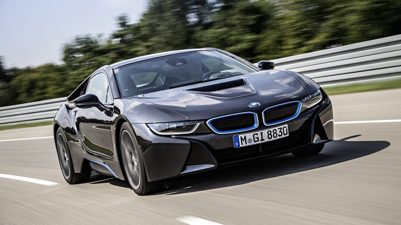 A gray BMW i8