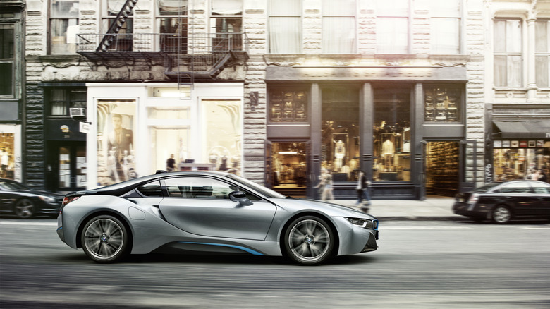 A gray BMW i8