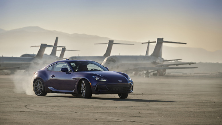 A purple Subaru BRZ