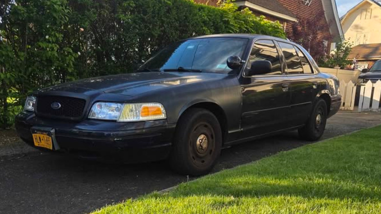 A black Ford Crown Vic interceptor