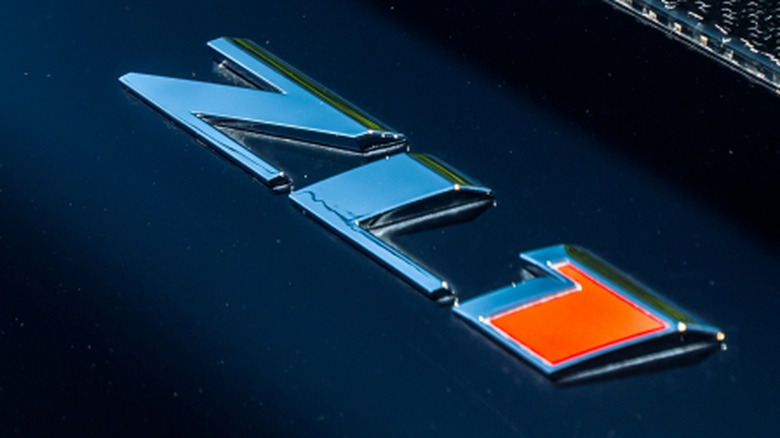 ZL1 badge on the hood of a Camaro
