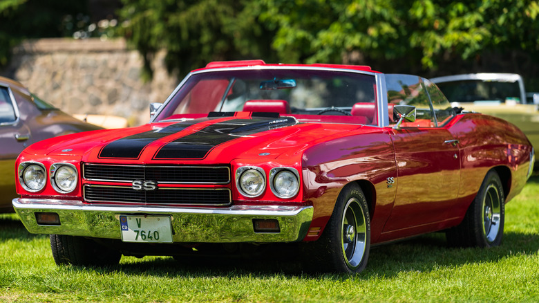A convertible 1970 Chevrolet Chevelle SS 454 on grass