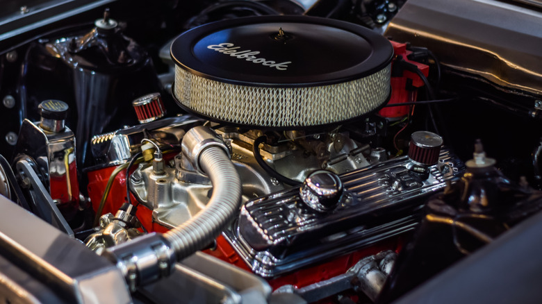 A tuned Small Block Chevy V8 350 on display.