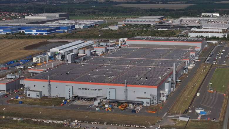 In this aerial view the factory of Chinese electric car battery manufacturer CATL stands on July 31, 2025 in Arnstadt, Germany. The factory is CATL's first in Europe. CATL also has its European headquarters in Arnstadt.