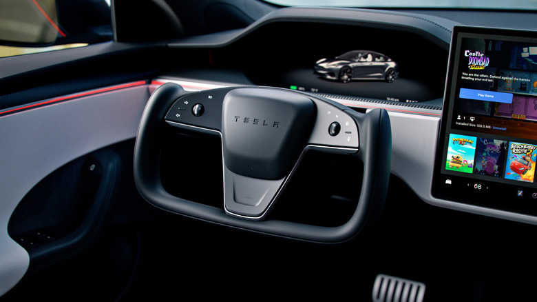 A Tesla Model S steering yoke, another Tesla feature that may be outlawed in China