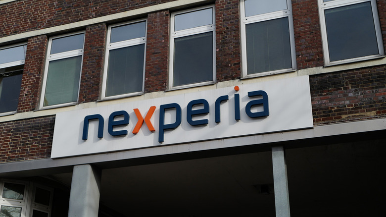 Nexperia logo photographed connected February 18, 2021 successful Hamburg, Germany.