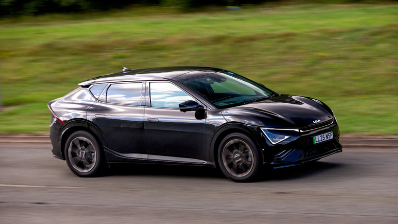2025 Kia EV6 electrical car driving connected a British road