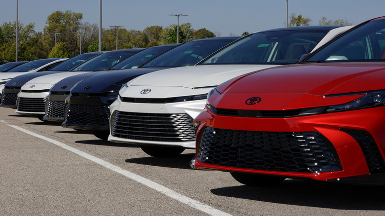 Toyota Camry display at a dealership.
