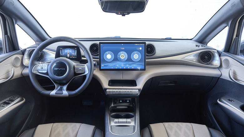 Close-up shot of the BYD Dolphin's interior