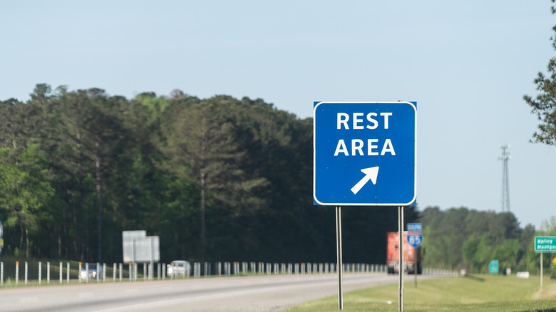 Highway rest area sign