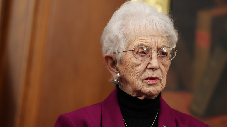 House Rules Committee Rep. Virginia Foxx (R-NC) listens during a news conference at the U.S. Capitol on October 14, 2025 in Washington, DC.