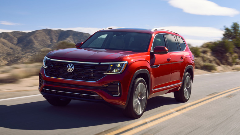 A 2025 Volkswagen Atlas driving on a highway