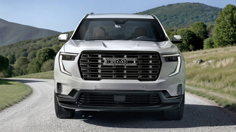 A front view of a pre-production 2026 GMC Acadia Denali Ultimate