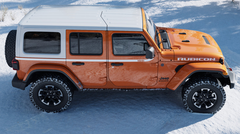 A 2026 Jeep Wrangler Whitecap parked in snow